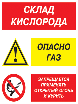 Кз 14 склад кислорода. опасно газ - запрещается применять открытый огонь и курить. (пластик, 300х400 мм) - Знаки безопасности - Комбинированные знаки безопасности - Магазин охраны труда Протекторшоп